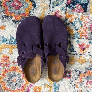 Purple Birkenstock Boston Soft Footbed Suede Clog Size: 7